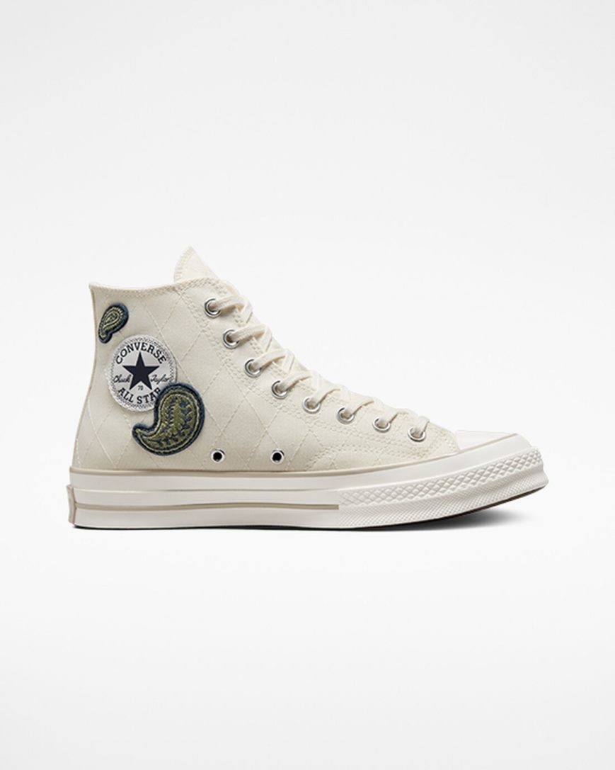 Women\'s Converse Chuck 70 Crafted Patches High Top Shoes Beige / Navy / Green | AU 8E0C4J